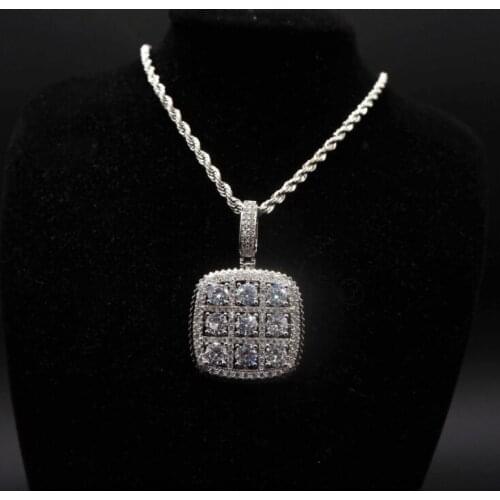 Square pendant with Zircon Necklace, hip-hop hipster with sparkly simple accessories