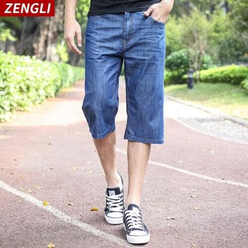 Summer thin mens denim shorts mens cotton loose casual large size youth five-point pants jeans
