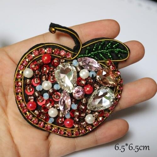 Fashion DIY lady apple beaded Patches for clothing Embroidery Sequin sew on patches for bags decorative parches applique
