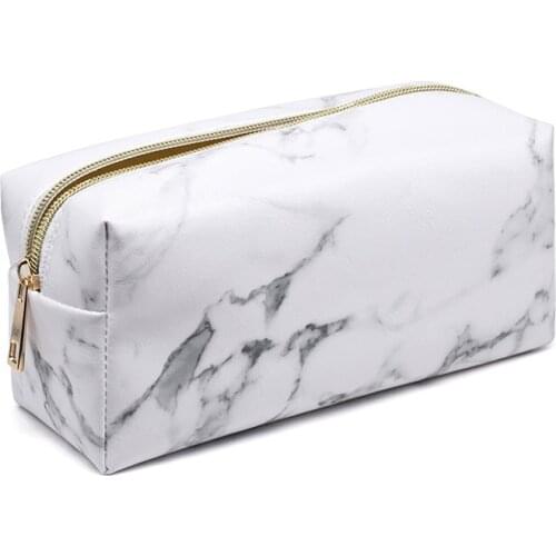 Marble Print Waterproof Cosmetic Bag Women Travel Make Up Organizer Bag Small Zipper Pouch Toiletry Case Storage For Makeup