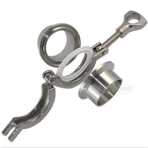 A Set 45mm O/D Sanitary Tri Clamp Weld Ferrule + Tri Clamp + Silicon Gasket 304 Stainless Steel