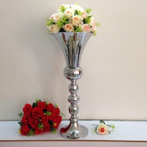 New Sliver Tabletop Vase Metal Flower Vase Wedding Decoration Table Centerpiece for Rustic Vintage Marriage 10pcs/lot