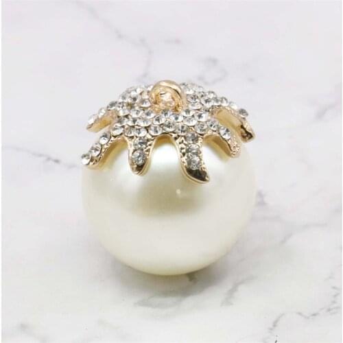 New 30mm White Pearl Pendant Accessories Alloy Leaf Crystal Pendant Hand Made Women Girls Christmas Gifts Jewelry Making Design