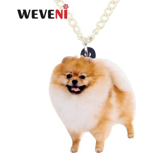 WEVENI Original Acrylic Happy Pomeranian Dog Necklace Pendant Chain Choker Anime Cute Bijoux Jewelry For Women Girls Wholesale