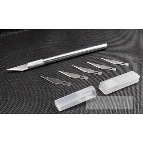 Aluminum body sharp wood carving pen Scalpel knife film tools paper cutter PCB carving knife with 5pcs sculpting knife blades