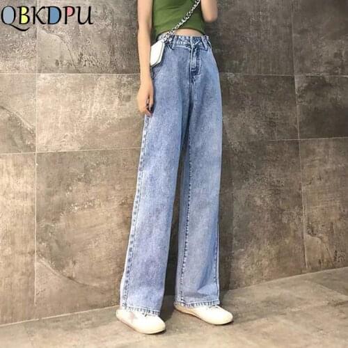 High Waist Straight boyfriend jeans for women Women blue Casual Loose Wide Leg Denim Pants Fashion Vintage Plus Size Trousers