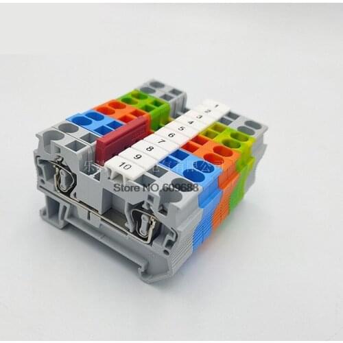 Din Rail Connectors Return Pull Type Spring Electrical Wiring Connection Terminal Blocks Screwless ST4