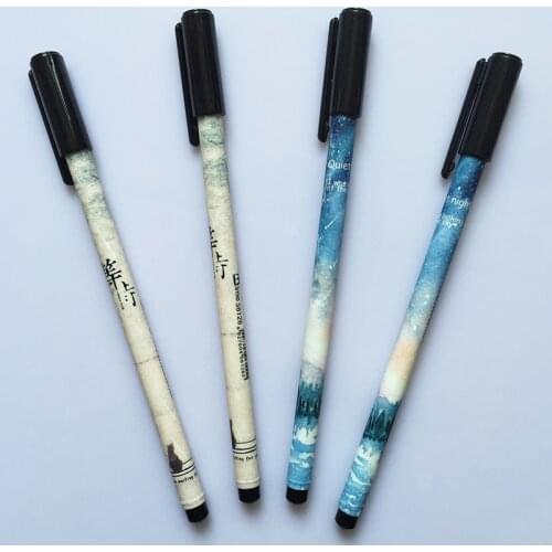 Quiet Night Cartoon Hot TV Fashion School Stationery Girls Pen 0.38 Black Gel Pen 2 Styles Choose Learning Essential, Refillable
