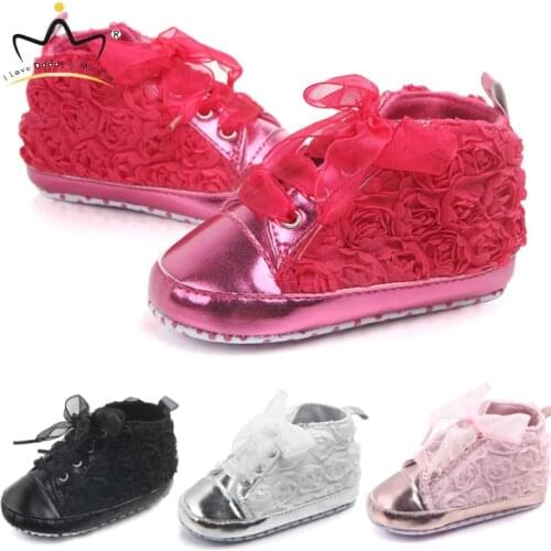 Cute Rose Floral Soft Sole Baby Shoes Bowknot Princess Baby Girl Shoes Sneaker Toddler Shoes Newborn Prewalker