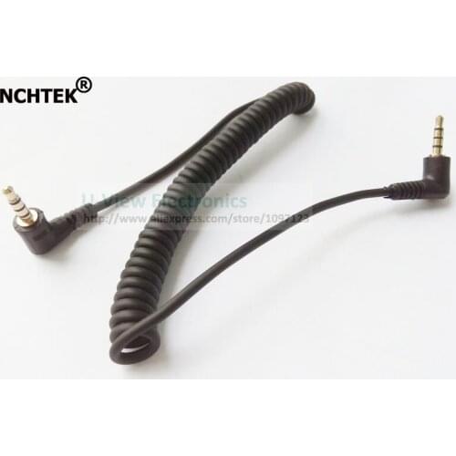 NCHTEK Dual Right Angled 90 Degree 4 Pole 3.5MM Male to Male Audio Stretch Spring Aux Extension Cable/Free Shipping/1PC