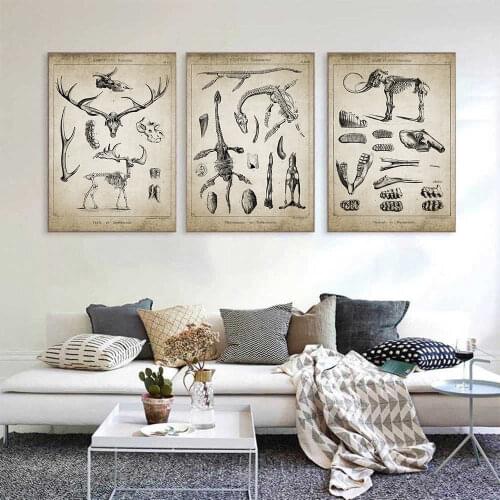 Dinosaur Elephant Patent Vintage Poster Animal Art Print Fossil Skeletons Canvas Wall Art Pictures Home Chemistry Decoration