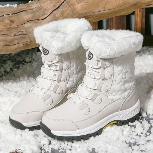LLUUMIU Women Winter Boots 2021 Women Snow Boots Warm Fur Winter Shoes Non-slip Lace Up Snow Boots For -40 Degrees big size 42