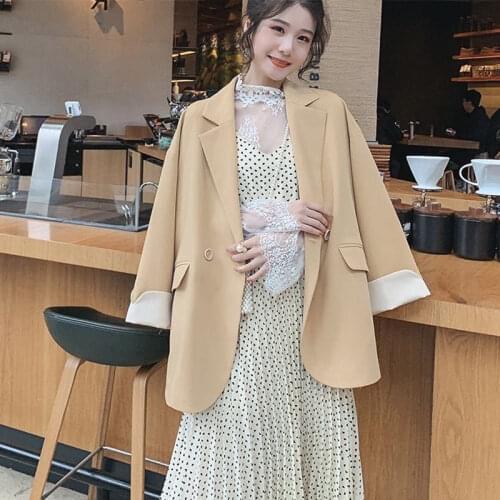 Korean fashion style Spring Autumn Women suit coat Loose Casual elegant Thin ladies jacket 2021 New All-match female suit