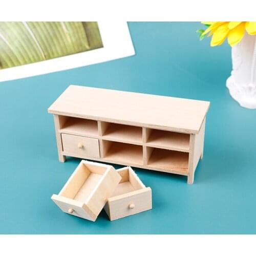 1Pc 1:12 Dollhouse Miniature Furniture Wooden TV Cabinet Display Storage cabinet Dolls House Furniture Toys Accessories