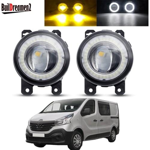 2 Pieces Angel Eye Fog Light Assembly Car LED Lens Fog Daytime Running Lamp DRL 30W H11 12V For Renault Trafic 2.5L L4 2003-2006