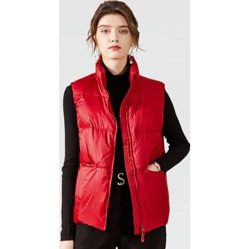 2021 Casual Fashion 90% White Short Black Feathers Waistcoat Female High Collar Sleeveless Duck Down Thermal Vest