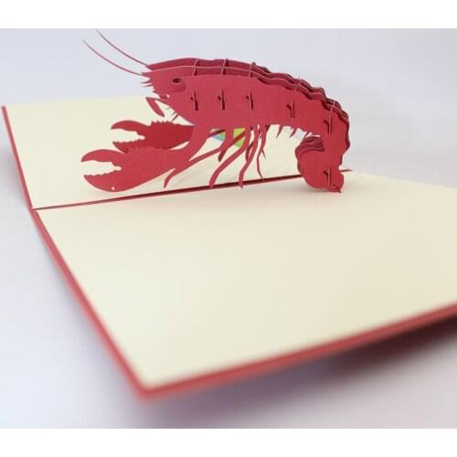 3D Laser Card Handmade Delicious Lobster Carving Paper Invitation Greeting Cards Store Business PostCard Food Festival Gift