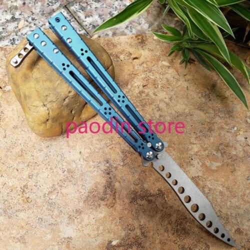 5 Colors TheOne Basilisk HOM Butterfly Trainer Jilt Knife D2 Blade Titanium Handle Bushing System EDC Pocket Free-swinging knife