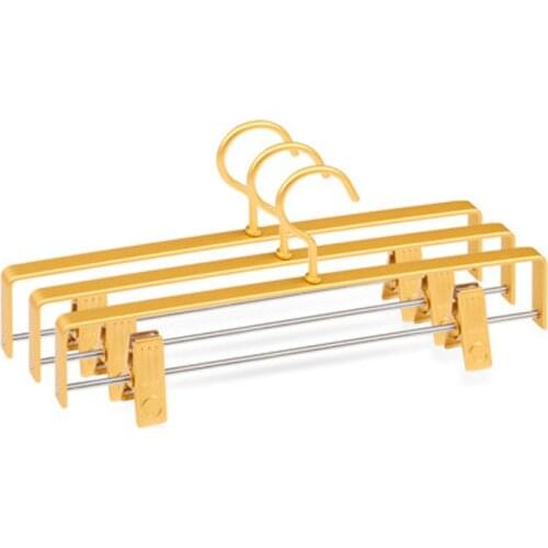 5pcs/lot Space Aluminum Alloy Pants Hangers Strong Metal Hanger with Non-slip Clips for Trousers Dress Skirts Underwears