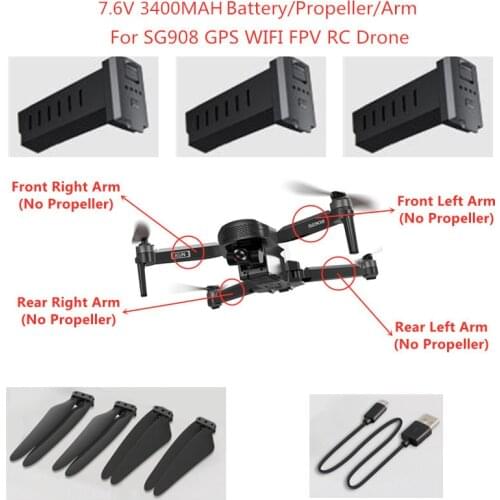 7.6V 3800mAh Battery/Propeller/USB Line/Arm Motor for SG908 GPS RC Drone Parts SG908 Main Blades And Other Accessories