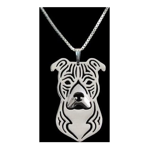 American Staffordshire Terrier simple necklace of jewelry - plate gold and silver dog pendant and