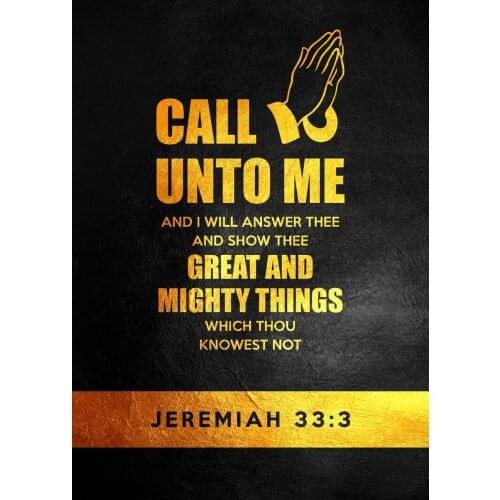 Black Gold Christian Canvas Call Unto Me Great And Mighty Thing Holy Bible Quote Inspirational Picture Wall Art Room Decor Print