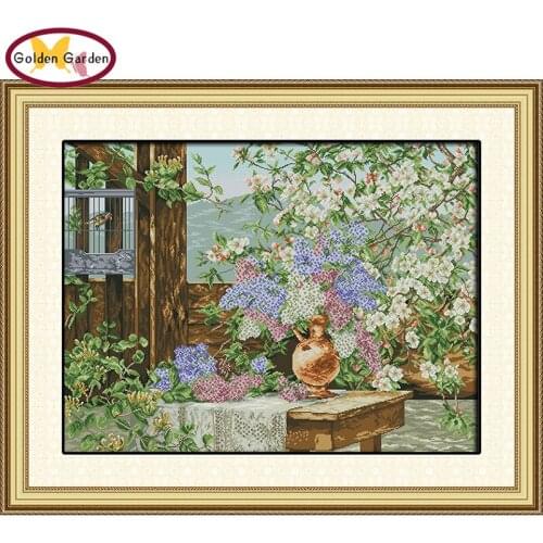 GG Flower Full of Garden Cross Stitch Pattern Chinese Flower Design Embroidery Needlework Joy Sunday Cross Stitch for Home Decor