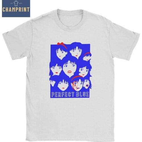 Perfect Blue Men T Shirt Anime Fashion Tees Short Sleeve Round Neck T-Shirt Pure Cotton Birthday Gift Tops