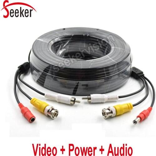 Free Shipping Video Power Audio 3 in 1 Extesion Cable Coaxial HD 5M / 10M / 20M / 30M Audio Video Power AV Black CCTV Cable