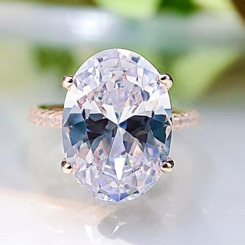 Classic 100% 925 Sterling Silver Oval Created Moissanite Gemstone Engagement Wedding White Gold Rings Fine Jewelry