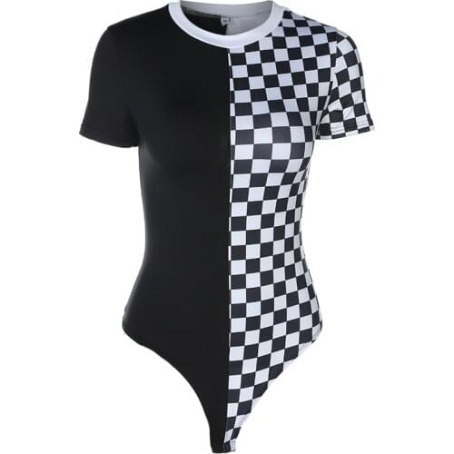 Jazz Costume Plaid Black Bodysuit Short Sleeve Woman Sexy Jumpsuit Clubwear Singer Dj Ds Rave Women Street Dance Clothes DT1410