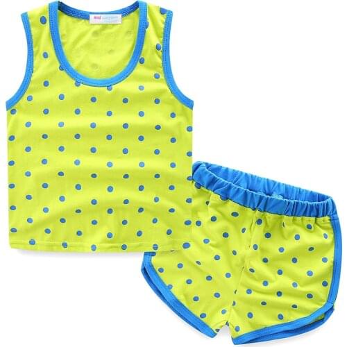 Mudkingdom Summer Girls Outfits Unisex Polka Dots Summer Boys Clothes Set Children Tank Top Shorts Set Cute Kids Clothing