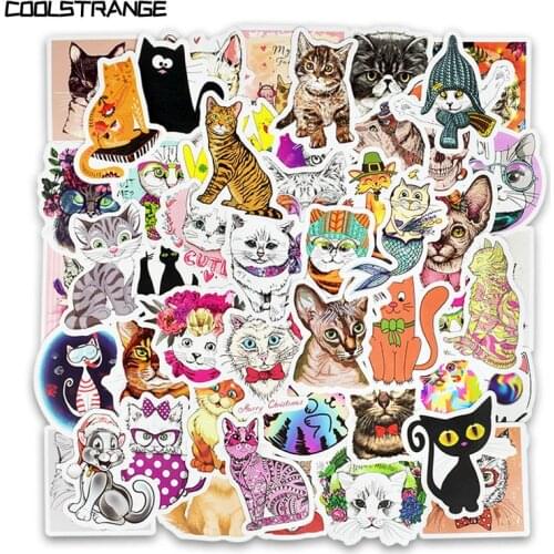 50Pcs/Lot Cute Cat Stickers Lovely Animal For Luggage Laptop Motorcycle Skateboard Guitar Phone Refrigerator Pegatinas For Kid
