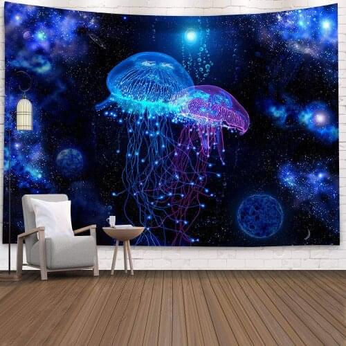 Galaxy Starry Sky Wall Tapestry Psychedelic Tapestry Wall Hanging Jellyfish Wall Hanging Decor Curtains Home Wall Decoration