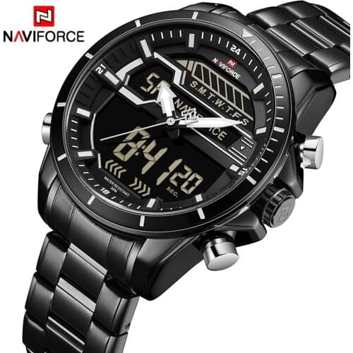 2018 NAVIFORCE New Men Sports Watches Man Waterproof Quartz Wristwatch Full Steel Men LED Digital Watch Clock Relogio Masculino