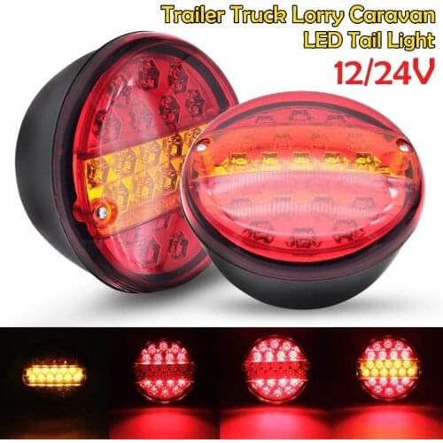 NEW-2Pcs 12V 24V 20 Led Car Trailer Tail Universal Lights Truck Round Taillight Rear Brake Stop Indicator Turn Signal Lamp
