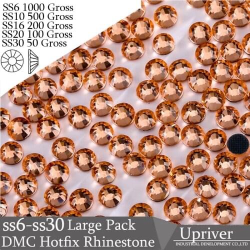 Upriver Wholesale Large Pack Bulk Packing Shiny Light Peach Hotfix Rhinestones SS6 SS10 SS16 SS20 SS30 Hotfix Rhinestones