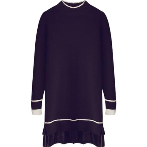 Autumn and winter new Korean casual long sleeves knitted long temperament loose dress