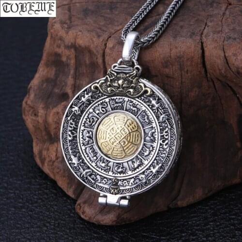 NEW 925 Silver Tibetan Gau Pendant Necklace Sterling Buddhist Vajra Box Pendant Tibetan Nine Direction Eight Symbols Gau Pendant