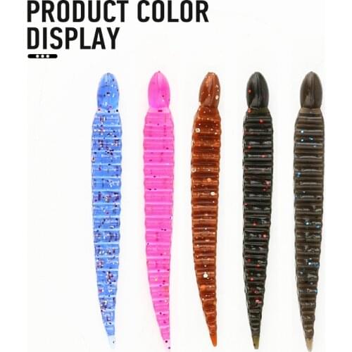 Leech larva soft bait Artificial Silicone 80mm 1.2g Worms Swimbaits Fishing Lure Straight Tail Baits Fly Fishing Bait grub lure