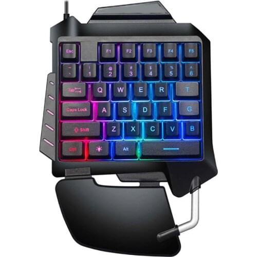 D15 Wired Single Hand Gaming Keypad with LED Backlight Membrane Keyboard for PC PS4 Xbox for LOL/PUBG/CF