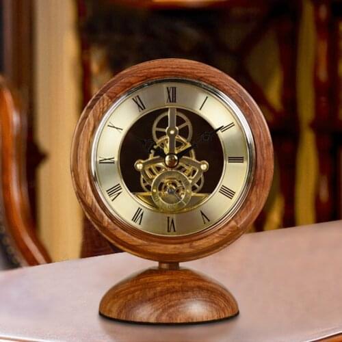 Nordic Luxury Wooden Table Clock Desktop Decoration Living Room Office Bedroom Desk Clock Table Silent Quartz Desk Watch Gift