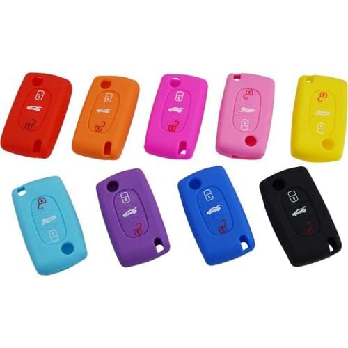SILICONE COVER FOR PEUGEOT CITROEN 3 BUTTON CAR KEY ETUI CASE COVER with 9 colors