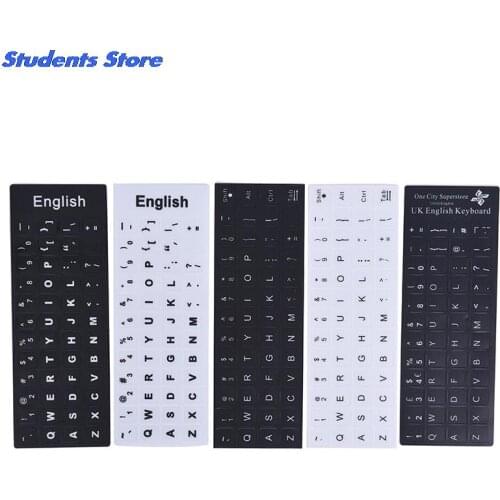 English Keyboard Replacement Stickers White on Black Any PC Computer Laptop