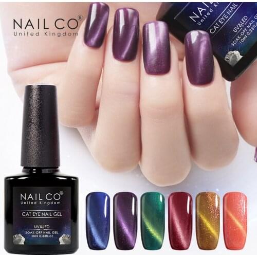 NAILCO 10ml Long-Lasting Cat Eye Gel Nail 46 Colors Soak Off UV LED Set Manicure Base Top Gels Chameleon Magnetic Gel
