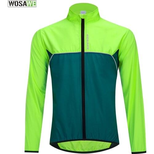 WOSAWE Reflective Cycling Jackets Ultralight Breathable Long Sleeve Jersey Men Windproof Outdoor Sports MTB Bike Windbreaker