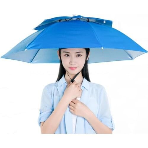 Outdoor 77cm Large Double Layer Fishing Umbrella Hat Cycling Hiking Camping Beach Sunshade Sunny Rain Anti-UV Cap Men Women Kids