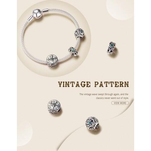 WOSTU 2020 Vintage 925 sterling silver Cross Vine Forest beads fit Pandora original bracelet charm Pendant