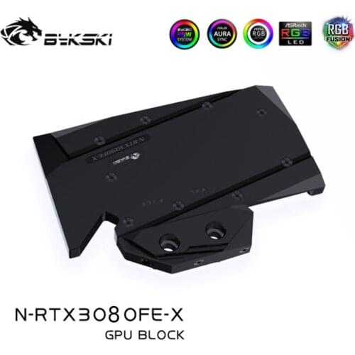 Bykski Water Block use for NVIIDIA RTX 3080 Founder Edition Original Version GPU Card / Full Cover Copper Radiator Block