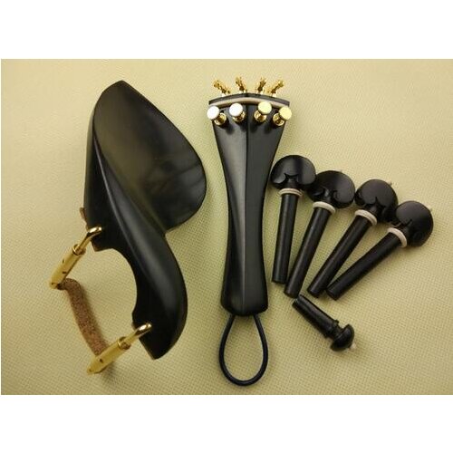 High quality New ebony violin parts 4/4, pegs, tailpiece, chinrest, endpin